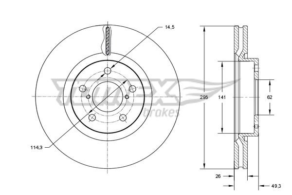 TOMEX brakes TX 73-23: Piduriketas Esisild, Ø: 295mm, õhutusega, Ø: 295mm, värvitud