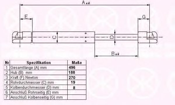SAKURA S8508320: Αμορτ. αερίου, χώρος αποσκ. / φόρτωσης 496mm