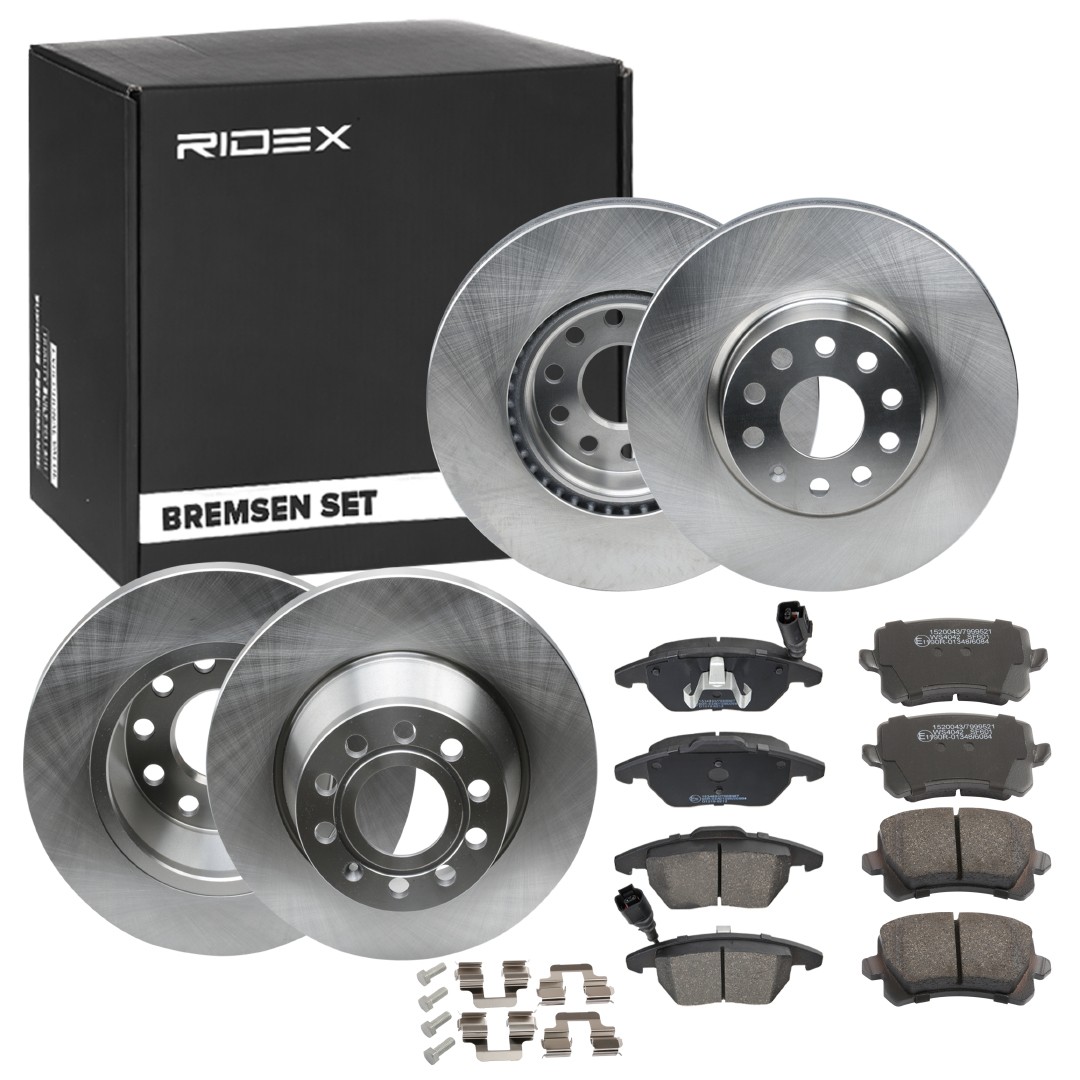 RIDEX 3405B0501: Pidurikomplekt, ketaspidur Esisild, Tagasild, Ø: 312, 282, 312,0mm, sisemine õhutus, täis