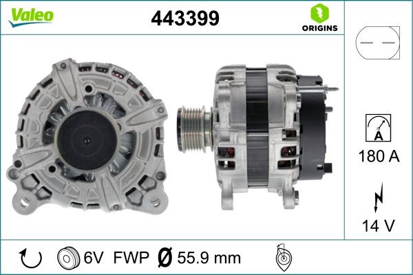 VALEO 443399: Laturi VALEO ORIGINS NEW OE TECHNOLOGY 180A