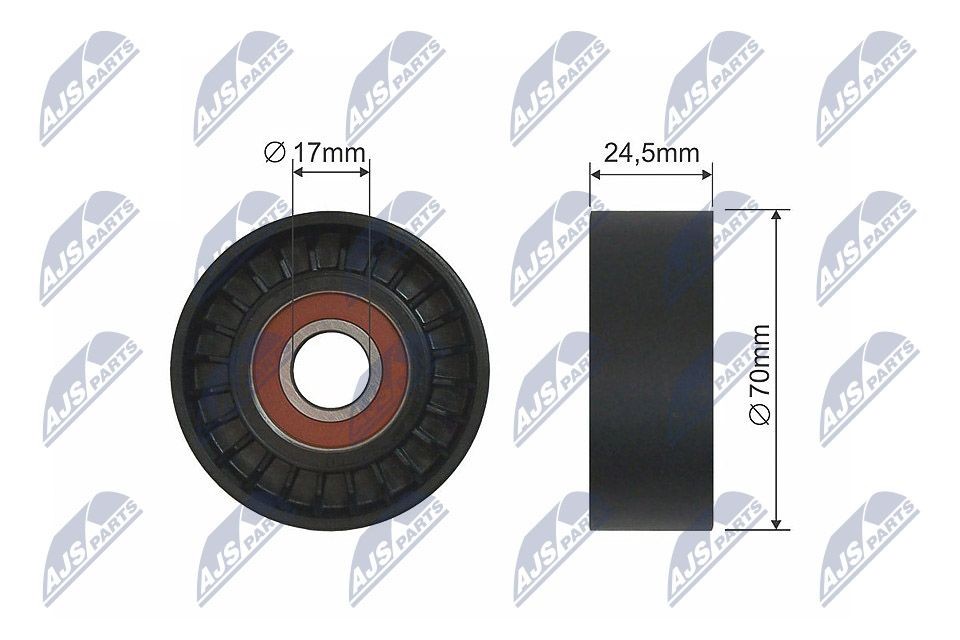 NTY RNK-CT-015: Įtempiklio skriemulys, V formos rumbuotas diržas Ø: 70mm, Ø: 70mm