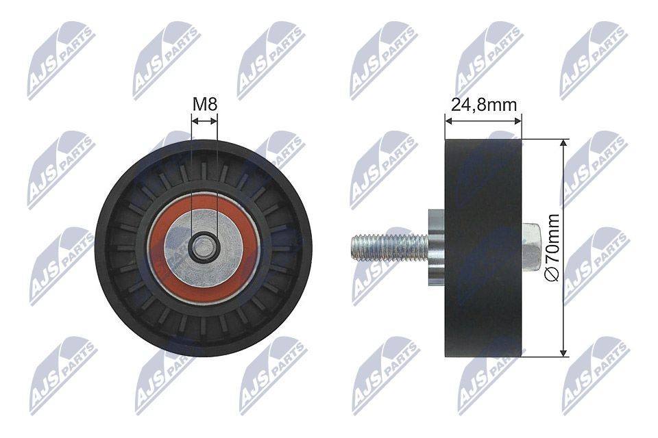 NTY RNK-ME-005: Kreipiantysis skriemulys, V formos rumbuotas diržas Ø: 70mm, Ø: 70mm