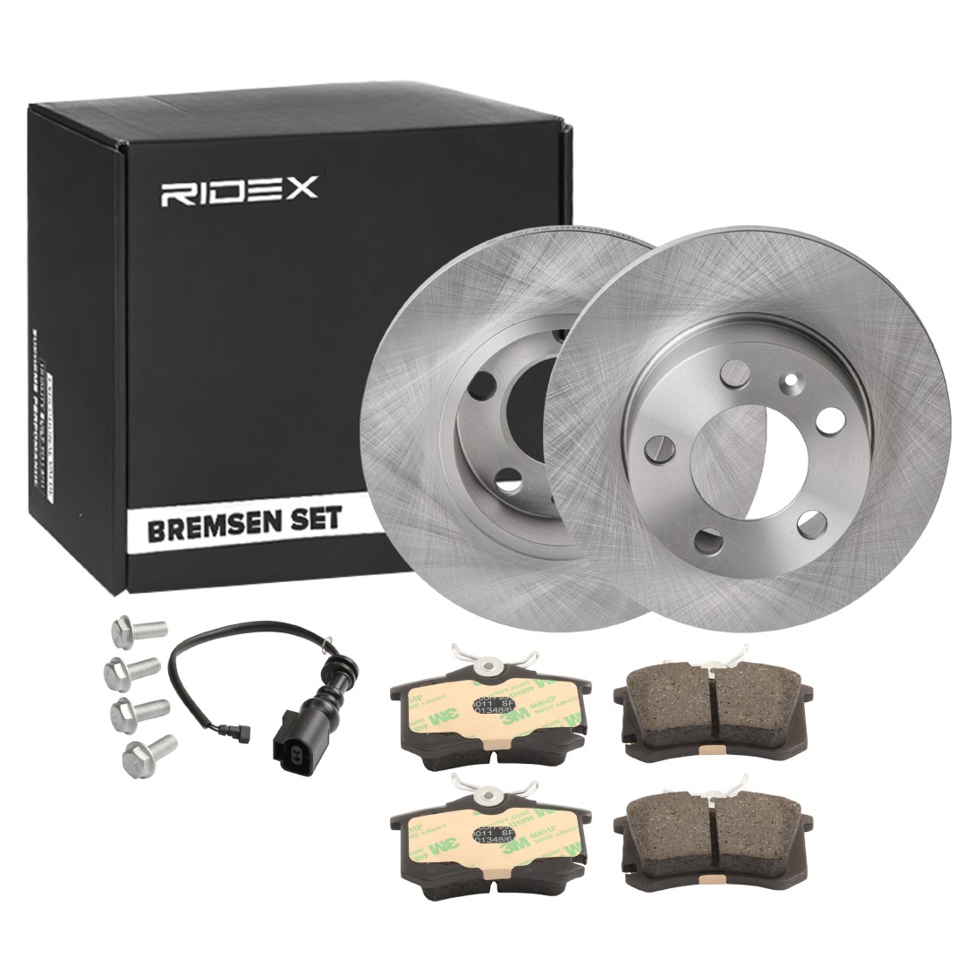 RIDEX 3405B0821: Fék készlet, tárcsafék hátsótengely, Ø: 230,0mm, tele