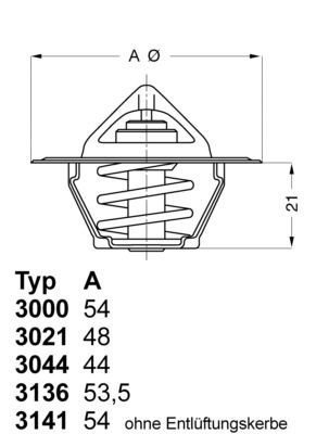 WAHLER 3136.88D50: Termostaat, Jahutusvedelik 88°C, koos tihendiga
