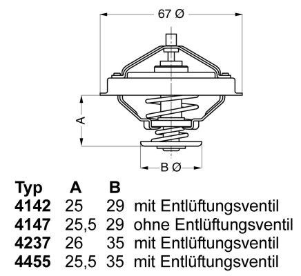 WAHLER 4147.80D: Termostat, kølemiddel 80ºC, med pakning