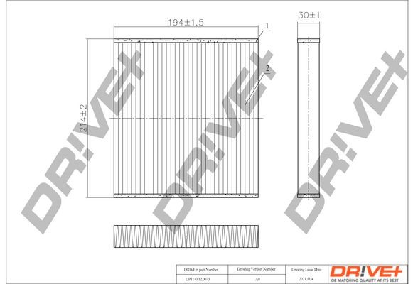 Dr!ve+ DP1110.12.0073: Filtr, vzduch v interiéru filtr částic