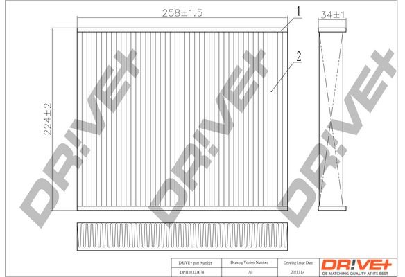 Dr!ve+ DP1110.12.0074: Filtrs, Salona telpas gaiss Daļiņu filtrs