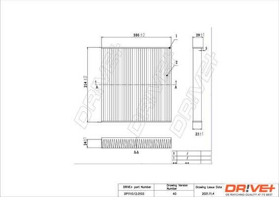 Dr!ve+ DP1110.12.0103: Filtrs, Salona telpas gaiss Daļiņu filtrs