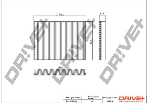 Dr!ve+ DP1110.12.0108: Filtrs, Salona telpas gaiss Daļiņu filtrs