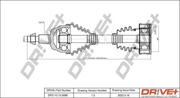 Dr!ve+ DP2110.10.0089: Полуоска 820mm