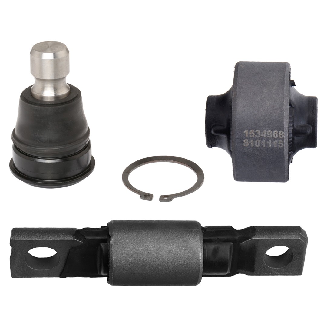 RIDEX 771R0130: Kit de réparation, suspension de roue Essieu avant gauche, Essieu avant droit, avec rotule de suspension, avec support en caoutchouc
