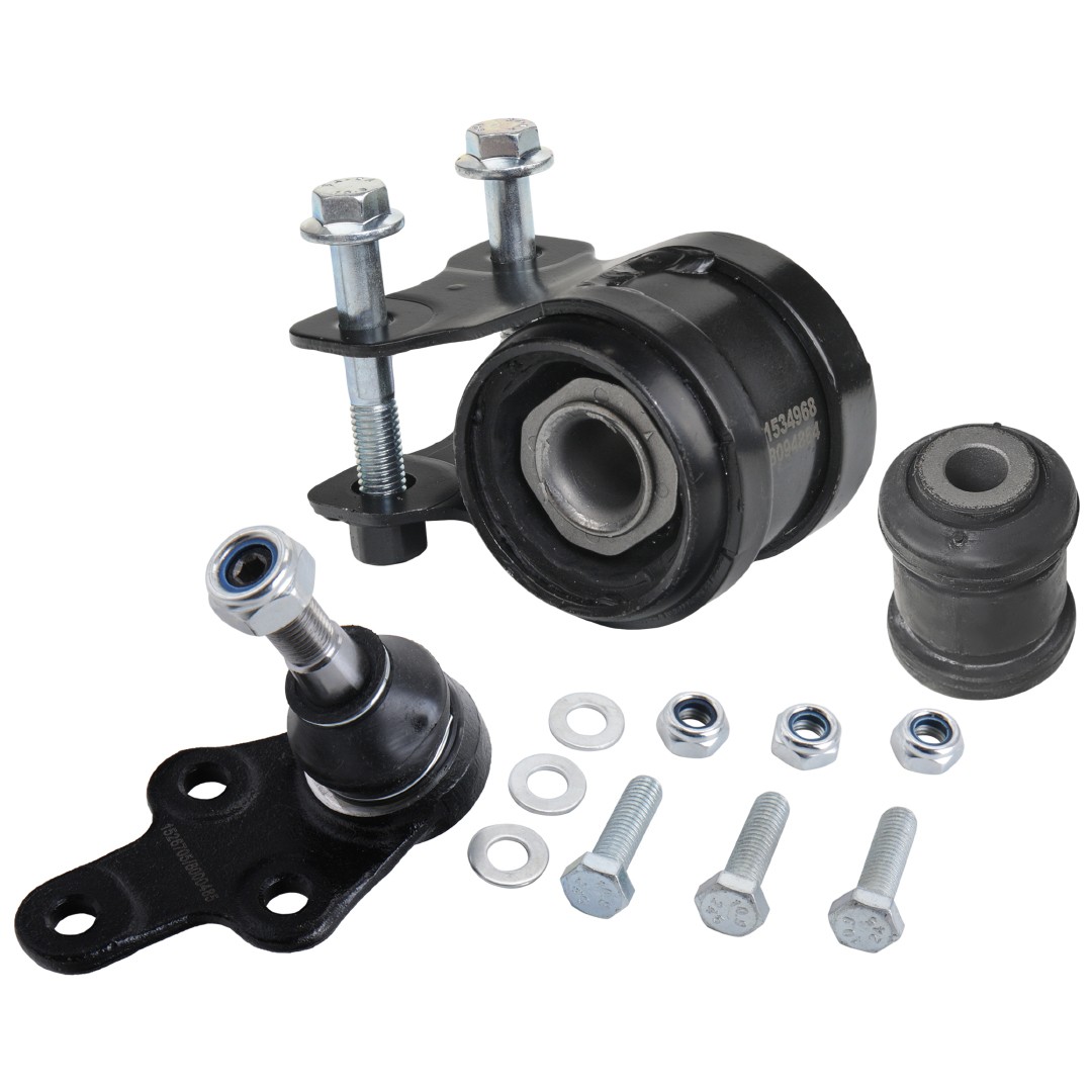 RIDEX 771R0134: Kit de réparation, suspension de roue Essieu avant gauche, Essieu avant droit, avec rotule de suspension, avec support en caoutchouc