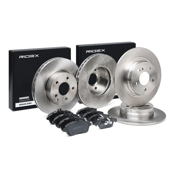 RIDEX 3405B1656: Pidurikomplekt, ketaspidur Esisild, Tagasild, Ø: 295,0, 300,0mm, sisemine õhutus, täis, koos kokkusurumisvastase plekiga, koos stopperrõngaga