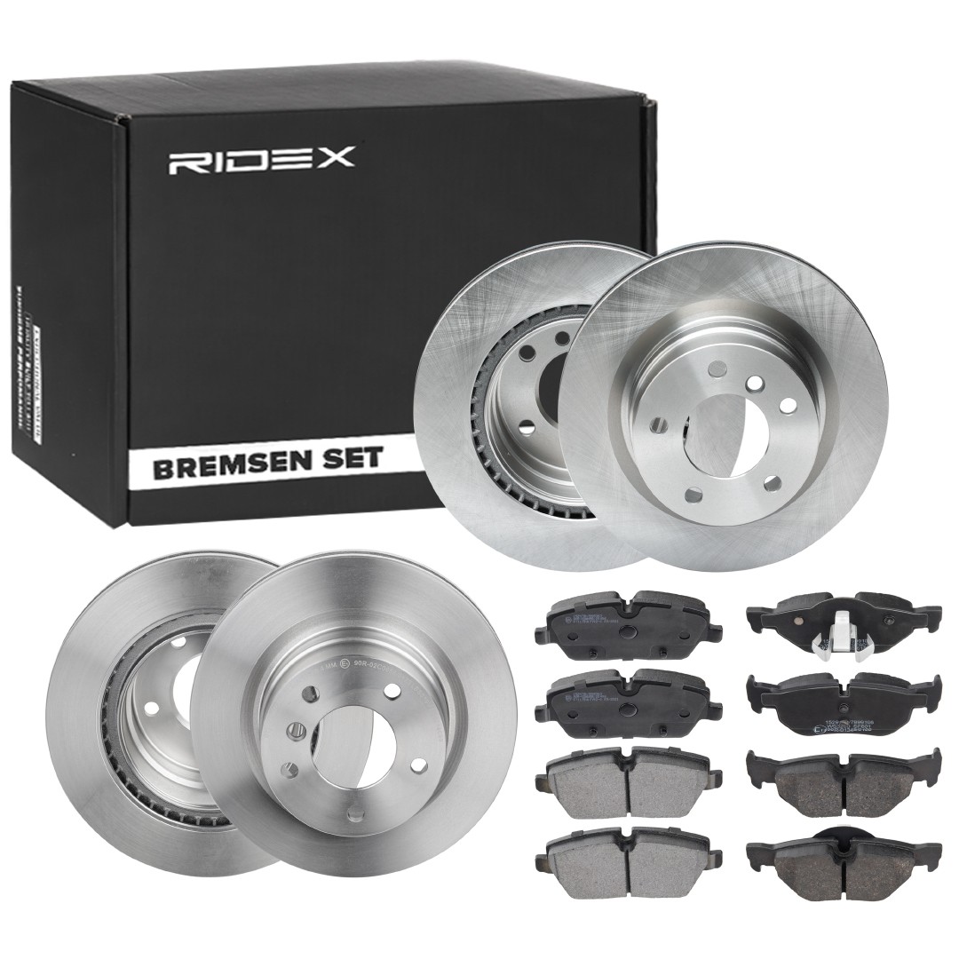 RIDEX 3405B1729: Pidurikomplekt, ketaspidur Esisild, Tagasild, Ø: 292mm, õhutusega, koos stopperrõngaga