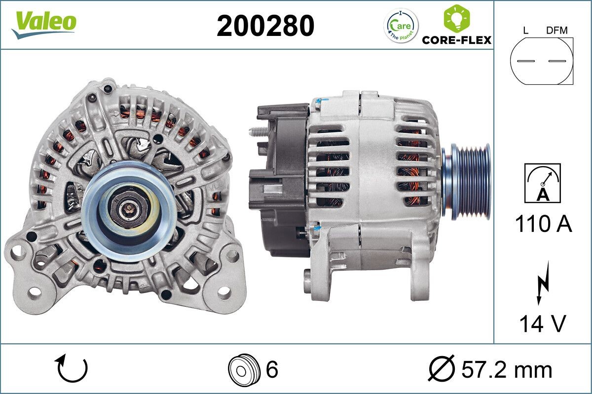 VALEO 200280: Laturi VALEO CORE-FLEX 110A