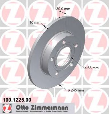 ZIMMERMANN 100.1225.00: Δισκόπλακα Ø: 245mm, πλήρες, Ø: 245mm
