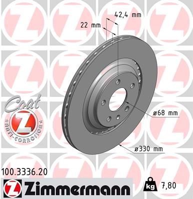 ZIMMERMANN 100.3336.20: Piduriketas Ø: 330mm, välisõhutus, Ø: 330mm, kaetud COAT Z