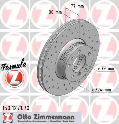 ZIMMERMANN 150.1271.70: Piduriketas Ø: 324mm, õhutusega, perforeeritud, Ø: 324mm