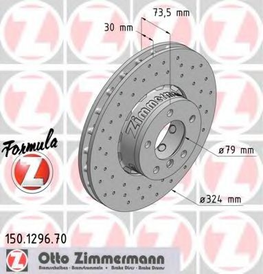 ZIMMERMANN 150.1296.70: Piduriketas Ø: 324mm, õhutusega, perforeeritud, Ø: 324mm