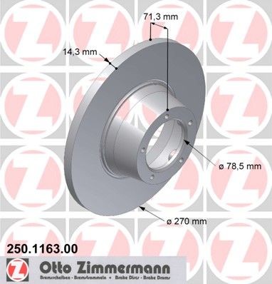 ZIMMERMANN 250.1163.00: Stabdžių diskas Ø: 270mm, visiškai, Ø: 270mm