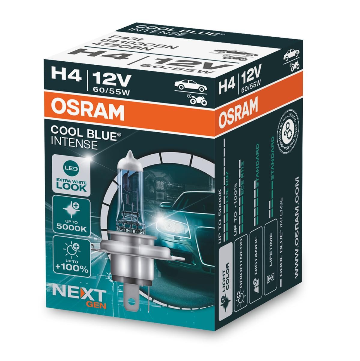 OSRAM 64193CBN: Ampoule, projecteur longue portée COOL BLUE® INTENSE (Next Gen) 12V, 60/55W, H4 COOL BLUE INTENSE next Generation