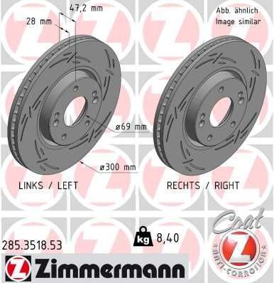 ZIMMERMANN 285.3518.53: Piduriketas BLACK Z Ø: 300mm, sisemine õhutus, piludega, Ø: 300mm, kaetud