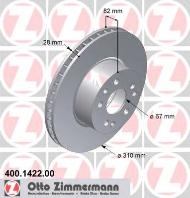 ZIMMERMANN 400.1422.00: Piduriketas Ø: 310mm, sisemine õhutus, Ø: 310mm