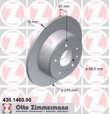 ZIMMERMANN 430.1460.00: Bremžu diski Ø: 270mm, pilnīgi, Ø: 270mm