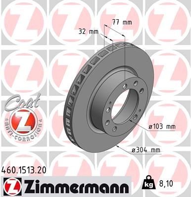 ZIMMERMANN 460.1513.20: Bremseskive Ø: 304mm, indvendigt ventileret, Ø: 304mm, coatet COAT Z