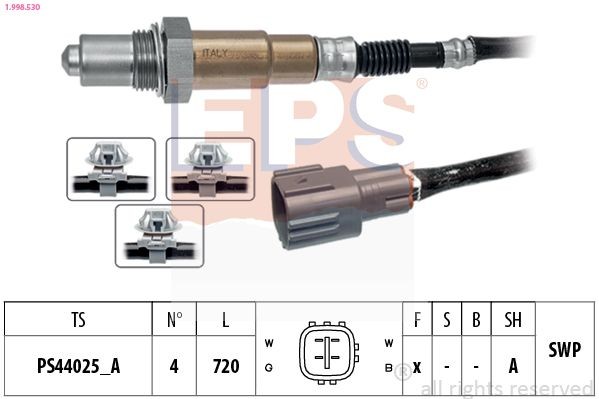 EPS 1.998.530: Lambda andur Made in Italy - OE Equivalent koos kinnitusmaterjaliga