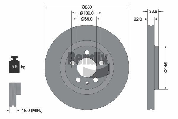 BENDIX Braking BDS1017HC: Stabdžių diskas Ø: 280mm, išorinis ventiliavimas, Ø: 280mm, padengta, be rato stebulės, be rato guolio, be rato tvirtinimo smeigių