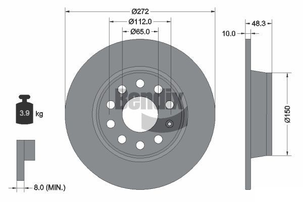 BENDIX Braking BDS1029: Piduriketas Ø: 272mm, täis, Ø: 272mm, kaetud, ilma rattakeskmeta, ilma rattalaagrita, ilma rattakinnituspoltideta