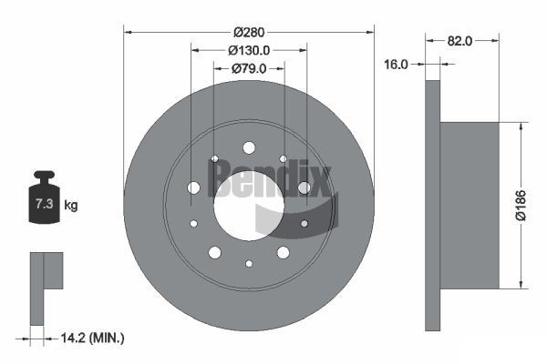 BENDIX Braking BDS1099: Féktárcsa Ø: 280mm, tele, Ø: 280mm, bevonatolt, kerékagy nélkül, kerékcsapágy nélkül, kerékrögzítő csavar nélkül