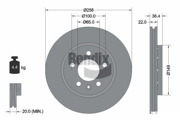 BENDIX Braking BDS1356: Stabdžių diskas Ø: 256mm, išorinis ventiliavimas, Ø: 256mm, padengta, be rato stebulės, be rato guolio, be rato tvirtinimo smeigių