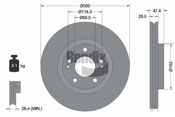 BENDIX Braking BDS1417: Piduriketas Ø: 300mm, sisemine õhutus, Ø: 300mm, ilma rattakeskmeta, ilma rattalaagrita, ilma rattakinnituspoltideta