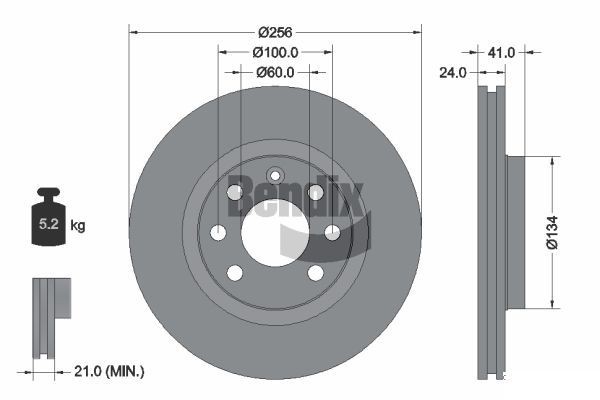 BENDIX Braking BDS1425: Brzdový kotouč R: 256mm, vnější větrání, R: 256mm, nátěr, bez náboje kola, bez ložiska (kola), bez šroubů vozidlového kola