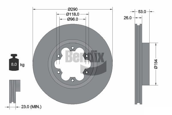BENDIX Braking BDS1432: Piduriketas Ø: 290mm, sisemine õhutus, Ø: 290mm, ilma rattakeskmeta, ilma rattalaagrita, ilma rattakinnituspoltideta