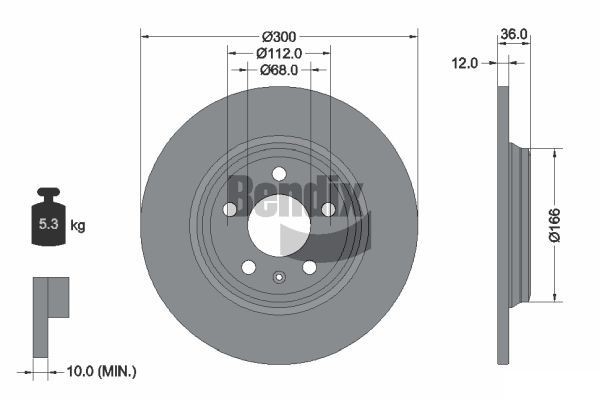 BENDIX Braking BDS1440: Piduriketas Ø: 300mm, täis, Ø: 300mm, kaetud, ilma rattakeskmeta, ilma rattalaagrita, ilma rattakinnituspoltideta