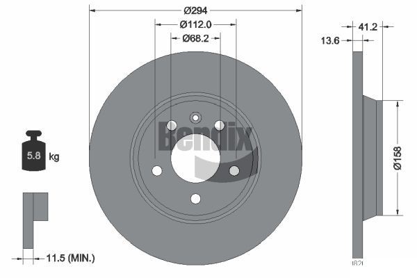 BENDIX Braking BDS1469: Stabdžių diskas Ø: 294mm, visiškai, Ø: 294mm, padengta, be rato stebulės, be rato guolio, be rato tvirtinimo smeigių