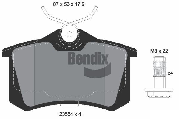 BENDIX Braking BPD1000: Juego de pastillas de freno con tornillos pinza freno