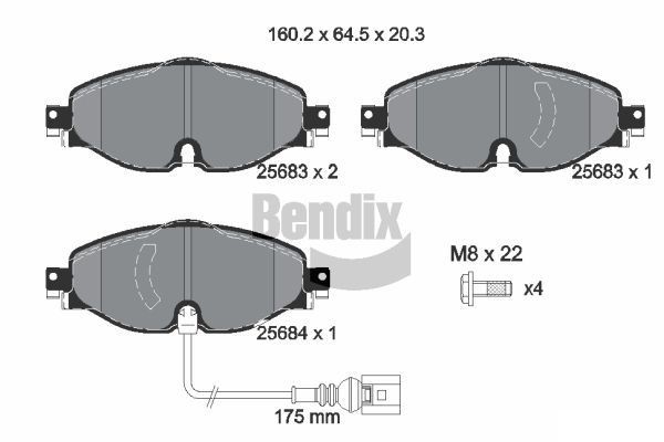 BENDIX Braking BPD1016: Piduriklotsid koos pidurisadula kruvidega