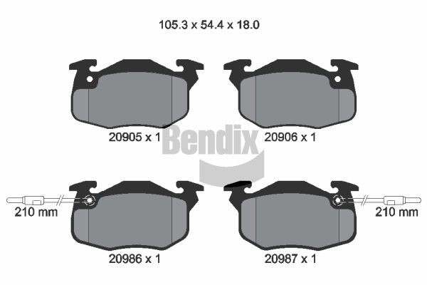 BENDIX Braking BPD1063: Fékbetét készlet, tárcsafék