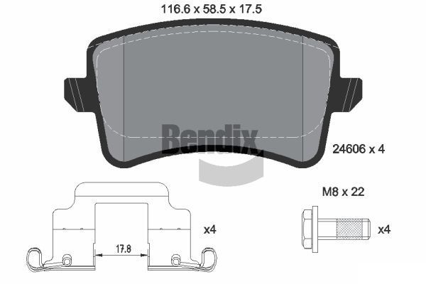 BENDIX Braking BPD1091: Piduriklotsid koos lisadega, koos pidurisadula kruvidega