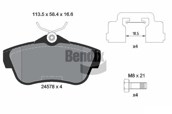 BENDIX Braking BPD1099: Piduriklotsid koos lisadega, koos pidurisadula kruvidega