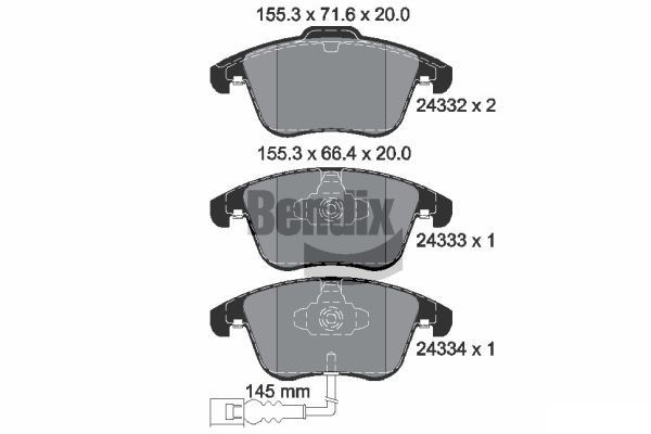 BENDIX Braking BPD1149: Piduriklotsid