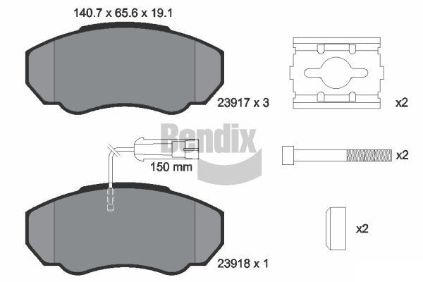 BENDIX Braking BPD1161: Plaquettes de frein avec accessoires, avec vis d'étrier de frein