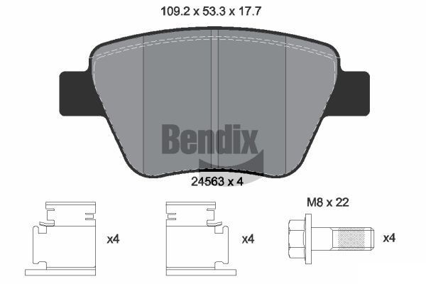 BENDIX Braking BPD1225: Piduriklotsid koos lisadega, koos pidurisadula kruvidega