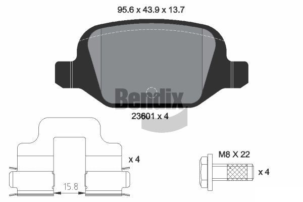 BENDIX Braking BPD1226: Sada brzdových destiček, kotoučová brzda s příslušenstvím, Šrouby třmenů