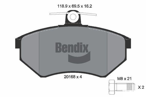 BENDIX Braking BPD1308: Juego de pastillas de freno con tornillos pinza freno