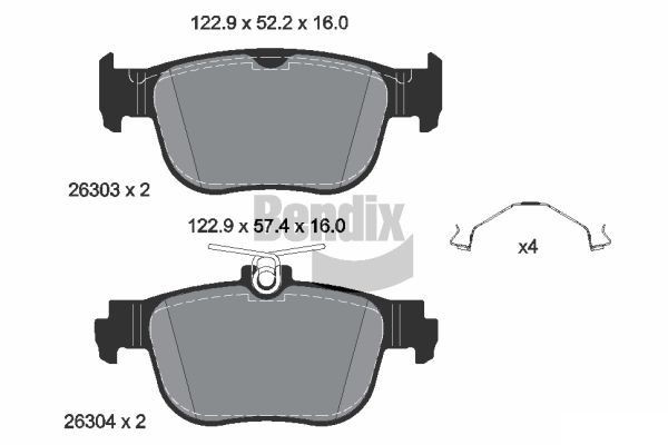BENDIX Braking BPD1652: Piduriklotsid koos lisadega